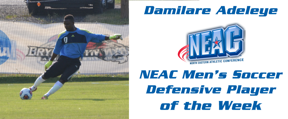 Damilare Adeleye has been named the NEAC Men's Soccer Defensive Player of the Week