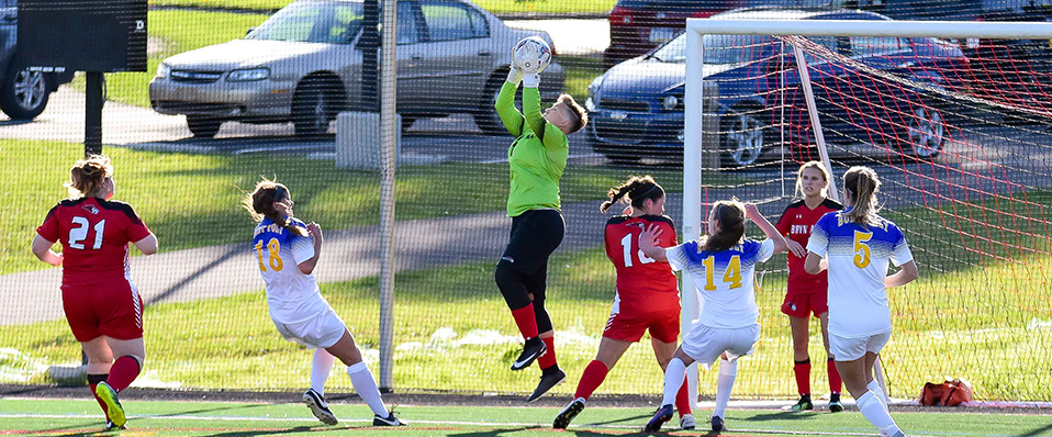 Women's soccer gets by Lancaster Bible on PKs in NEAC Tournament first round