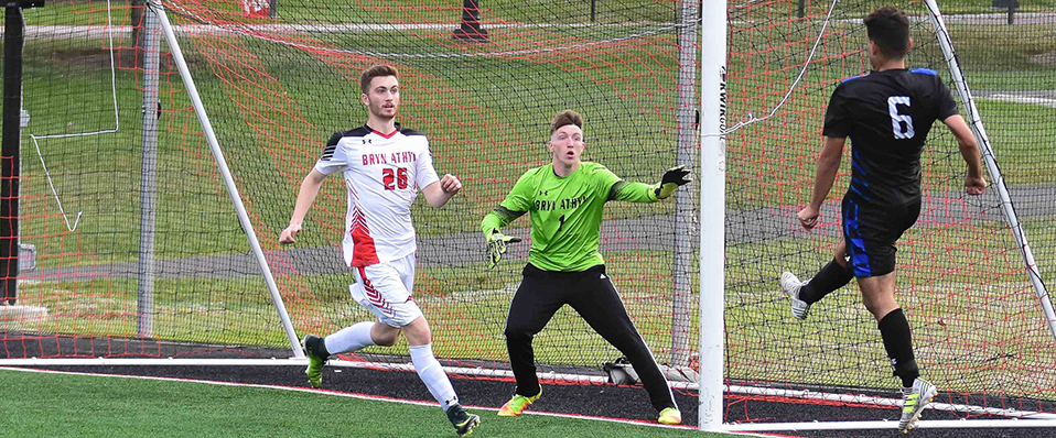 Brock, Hager lead men's soccer to first NEAC win, 1-0 at Cazenovia