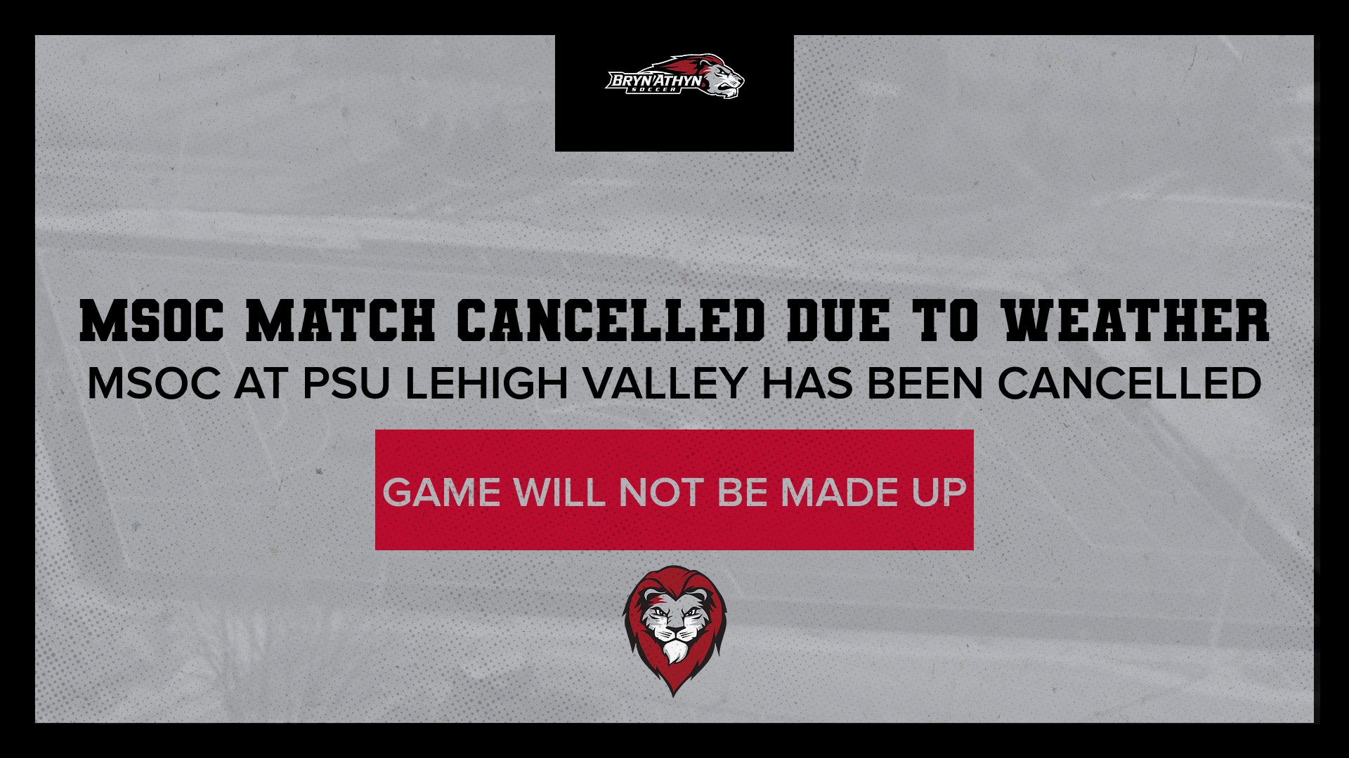 Weather cancels men's soccer match today